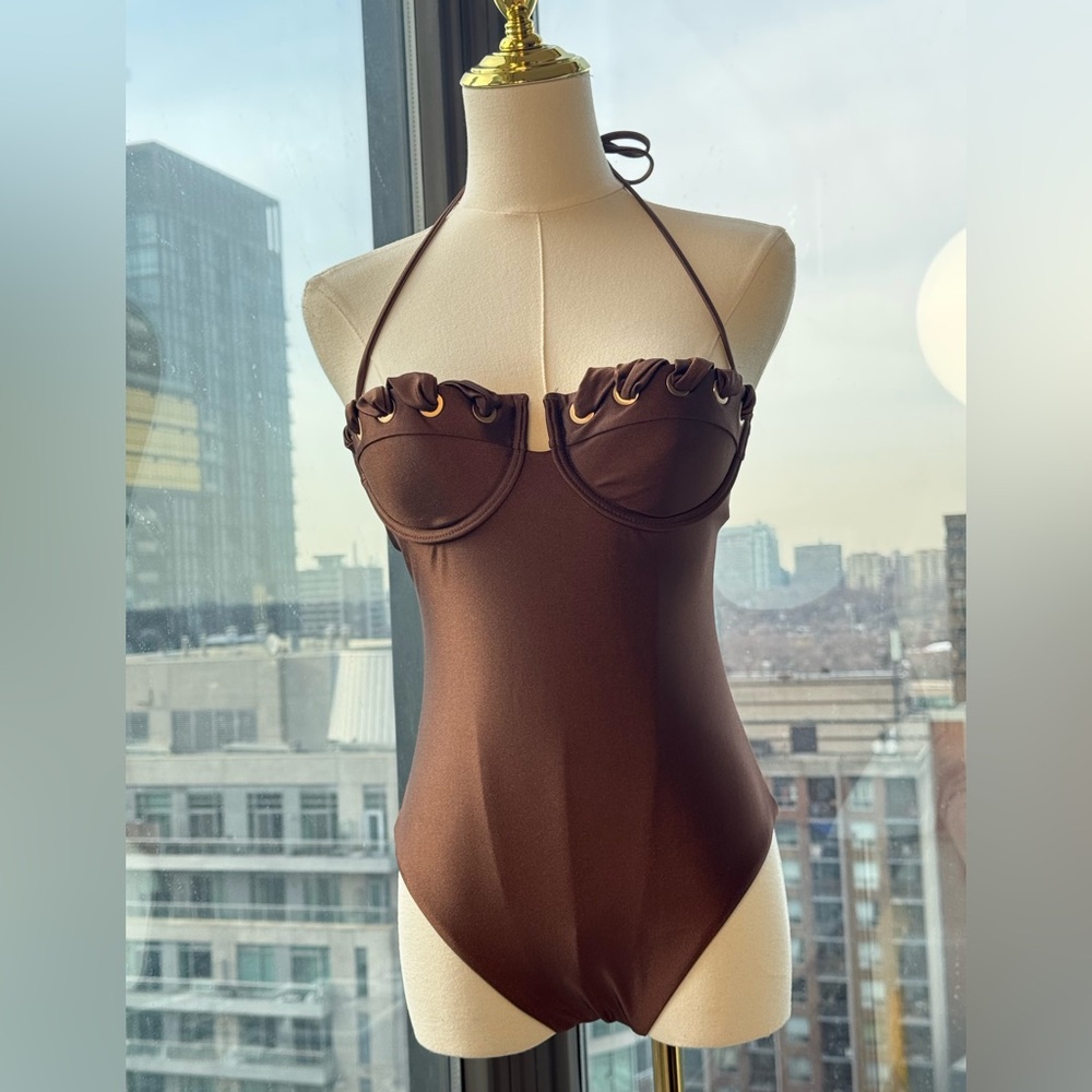 🆕 ZIMMERMANN 🧿 NWOT Devi Balconette Eyelet 1PC Bathing Suit, Sz 1 US 4 - 6 - Picture 12 of 16